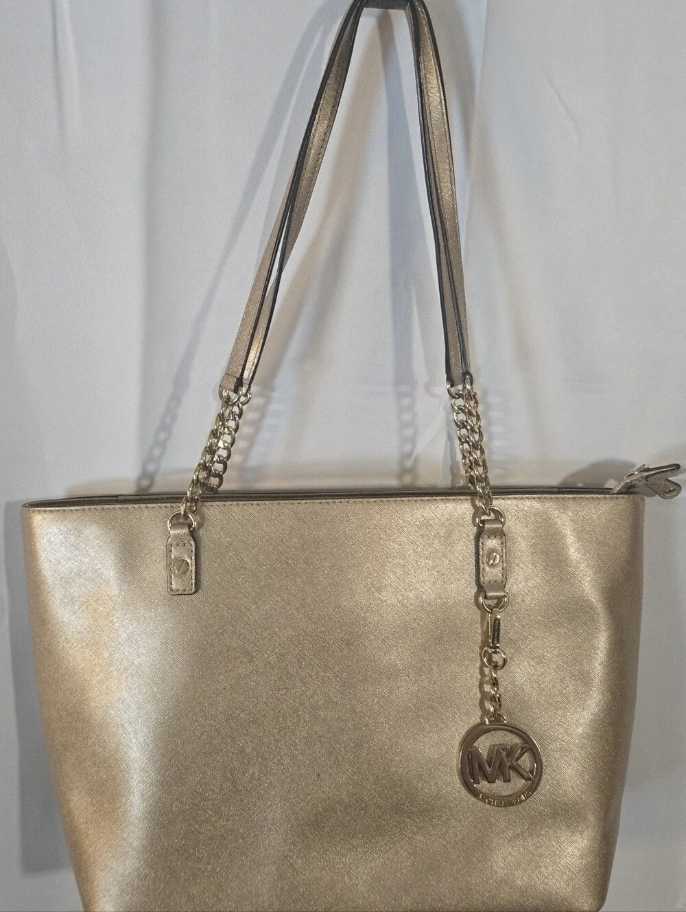 Michael Kors Metallic Gold Tote with Chain Straps